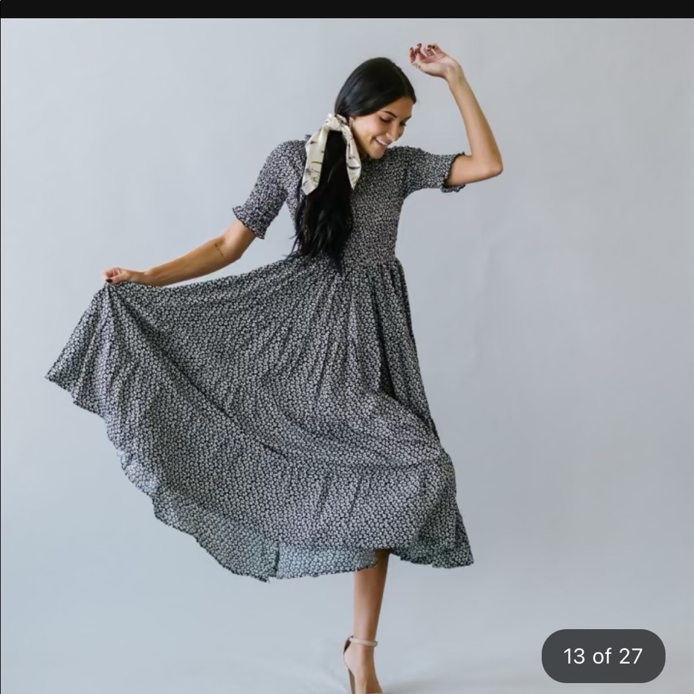 Smocked midi dress